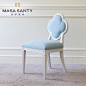 MASASANTY| 简约现代小美式蓝色餐椅实木设计师餐厅书房家具整装-淘宝网