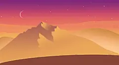 手绘卡通山水风景插画设计