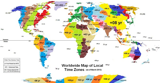 全球时区分布图