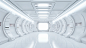 Spaceship interior design digitally painted strobes & fixtures, interior, in the style of monochromatic white figures, rectangular fields, confessional, light white and white, 32k uhd, schizocore, white background