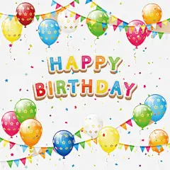 彩色生日气球和拉旗贺卡高清素材 happybirthday 三角拉旗 庆祝 彩色纸屑 气球 生日 节日 贺卡 免抠png 设计图片 免费下载