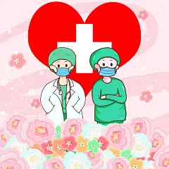 卡通爱心外科医生听诊器手术室护士医生人物插画