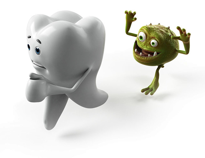 细菌追着牙齿跑 牙齿蛀齿牙科口腔保健图片...