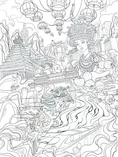 鹤老板de采集到【插画】国潮线稿