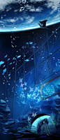 日系动漫卡通手绘唯美天空星空场景图片 插画参考临摹 (233)