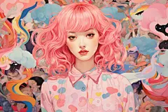 时尚女生人物插画绘画