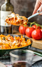 ONE PAN Chicken Parmesan Pasta Skillet, with only 6 ingredients! This is our go-to easy recipe anytime we are craving comfort food. Delicious one pot pasta everyone will love!