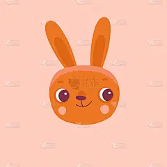 矢量卡通插图在简单的幼稚风格与兔子