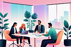商业人物扁平风商务办公场景插画