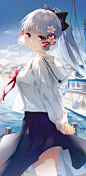 Anime 3390x6954 anime Genshin Impact Kamisato Ayaka (Genshin Impact) anime girls artwork SWKL school uniform