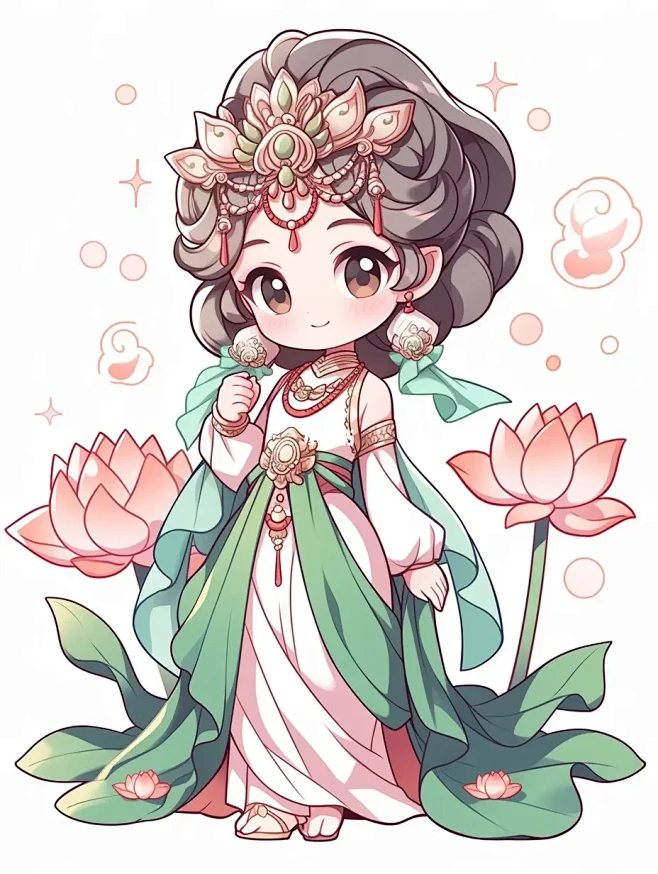AIGC|插画|线描|Q版古风
