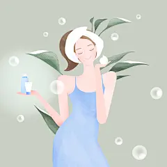 美容美妆彩妆手绘插画美女卡通人物护肤品广告海报设计素材psd-淘宝网
