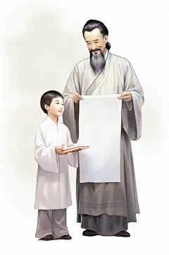 AI数字艺术中国风水墨古风教师节插画
