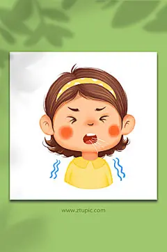 可爱冬季感冒打喷嚏人物元素插画