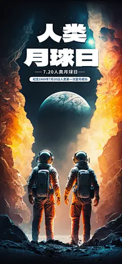 人类月球日登月纪念日航天英雄宇航员海报