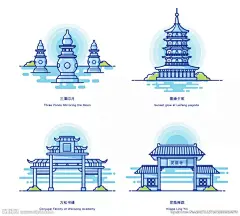 城市地标建筑系列插画/手绘简笔画-花瓣网