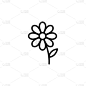 花图标平面矢量插图