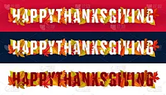 Happy Thanksgiving typography with autumn leaves