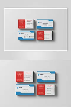 商务风彩色名片样机效果图