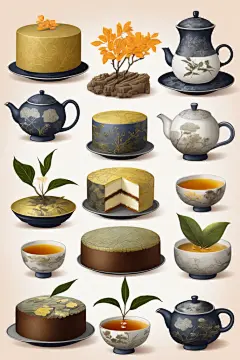 简约手绘美味香醇的茶叶图片插画