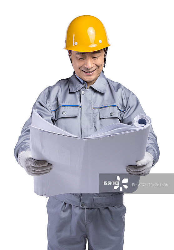 工程师拿着建筑图纸图片素材