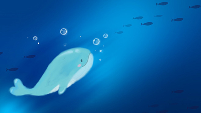 至天  的插画 安静的小鲸鱼