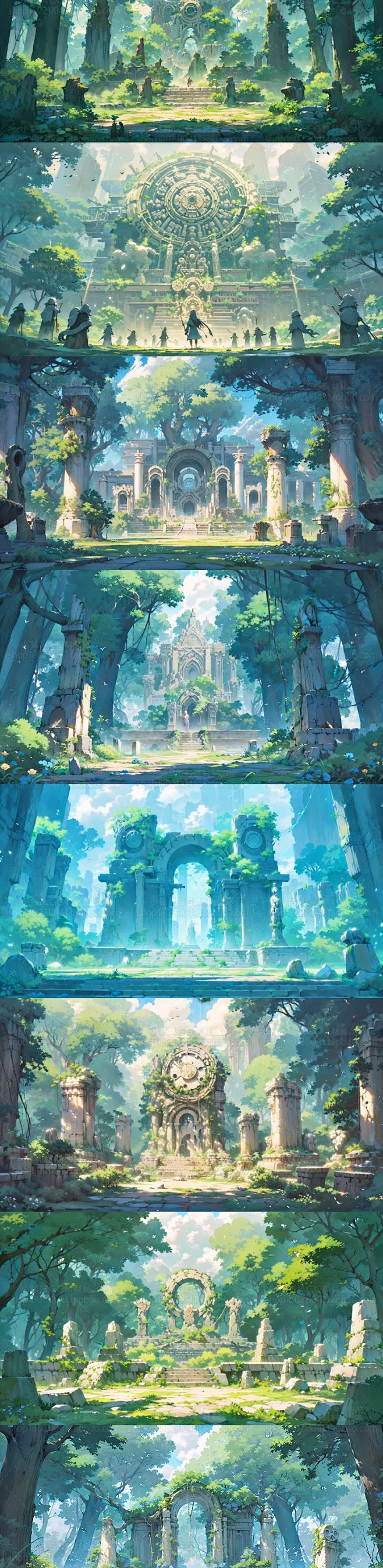 AI神庙遗迹场景素材 游戏场景概念设定参考 背景插画设计临摹图-淘宝网-花瓣网