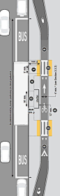 Floating mid-block bus stop from Mass DOT's Separated Bike Lane Guide. Click image for link to full guide and visit the slowottawa.ca boards >> http://www.pinterest.com/slowottawa: 