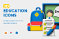 3D Education Icons 国外3D教育小图标设计_优质3D教育icon图标png免抠素材下载 - UIGUI