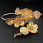 Art Nouveau Gold and Diamond Waterlily Bracelets and Brooch.@北坤人素材