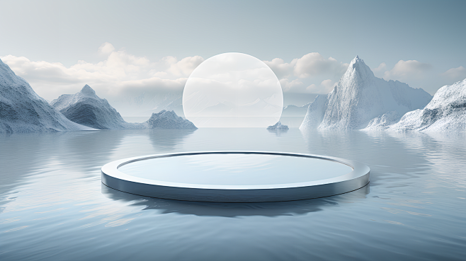 冰雪湖面空镜展台背景 (2)