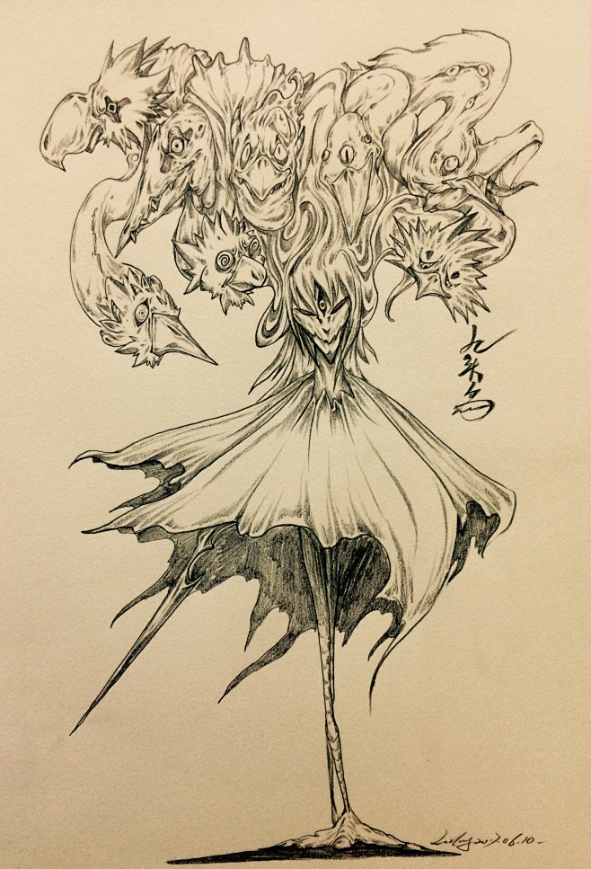 九头鸟又称九凤鬼车姑获鸟长有十个脖子九个头据说第十个头是被周公旦