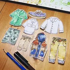 台湾插画师郭汉克简洁风的手账作品，擅长剪贴自己手绘的小插画装饰手账内页。让人震惊男生做手账也这么好看#手账研究室# @微博设计美学 ​​​​