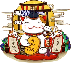 卡通招财猫PNG素材日本招财猫图片 恭喜发财