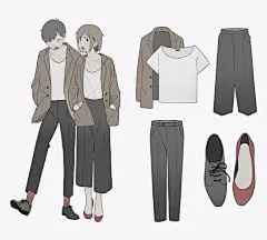 服饰素材参考，还有诸多情侣服饰搭配！ - 插画 - 摸鱼网 - Σ(っ °Д °;)っ 让世界更萌~ mooyuu.com