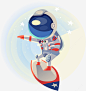 卡通创意玩滑板宇航员人物插画 设计图片 免费下载 页面网页 平面电商 创意素材