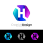 字母H，logo标志矢量图素材