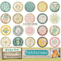 1 inch Collage Sheet - 3 inch Circle Printable - Party Circles - Owl Digital Images - Cupcake Toppers, Cachabons, Bottle Caps : 1 inch and 3 inch round printable circles - Owls and Flowers - Baby Shower, Wedding Shower, Cupcake toppers. Personal and Comme