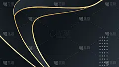 豪华金色和黑色背景，抽象装饰，金色图案，线条梯度，矢量插图。深灰色，金线盖模板，几何形状，现代最小的