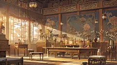 AI华丽古风室内场景设定素材 影视游戏场景概念设计 背景插画临摹-淘宝网