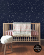 Constellations pattern, Kids room wallpaper, Dark and elegant wall mural, Minimalistic wall decal, Self adhesive, Removable, Reusable #73 : ✳ SELF- ADHESIVE WALL MURAL ✳  My wall murals are printed on an innovative, self-adhesive removable material, which
