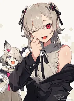 tana-chan &amp; chimera-chan ！(AIKOさんとトリダモノのオリジナルキャラクターです）