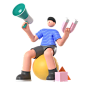 Man Doing Digital Ads  3D Illustration
