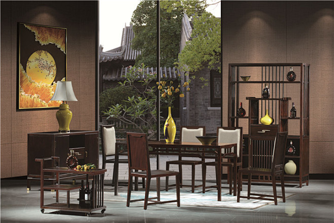 新中式餐厅套装实木家具