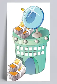 钱信号源|卡通,手绘,插画,装饰,钱,信号,箱子