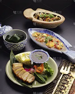 泰国食品,桌子,集体照,蛤蚌,垂直画幅,准备食物,东南亚,日本,夏天,椒类食物