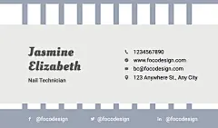 Simple Stripe Background Nail Technician Personal Contact Information Business Card
