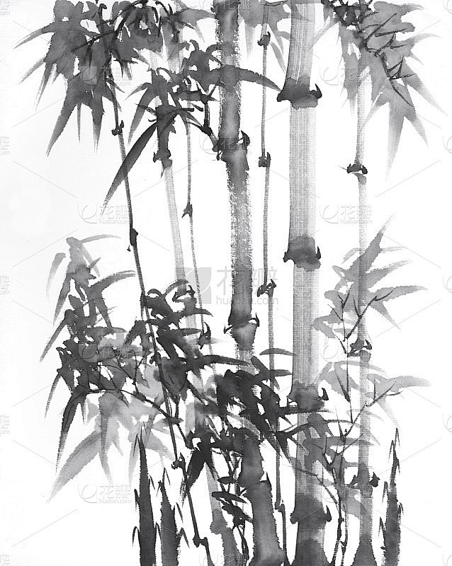 竹水墨画