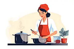 厨师美食制作厨房扁平风插画