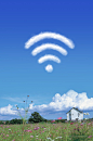 蓝天白云创意wifi信号云朵高清分层素材